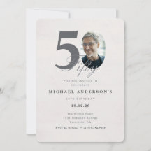 Minimalist 50th Year Birthday Invitation