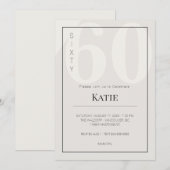 Minimalist 60th Milestone Birthday Celebration Einladung (Vorne/Hinten)