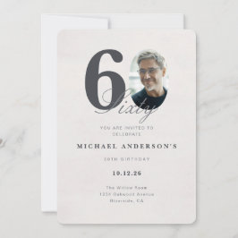 Minimalist 60th Year Birthday Invitation Einladung