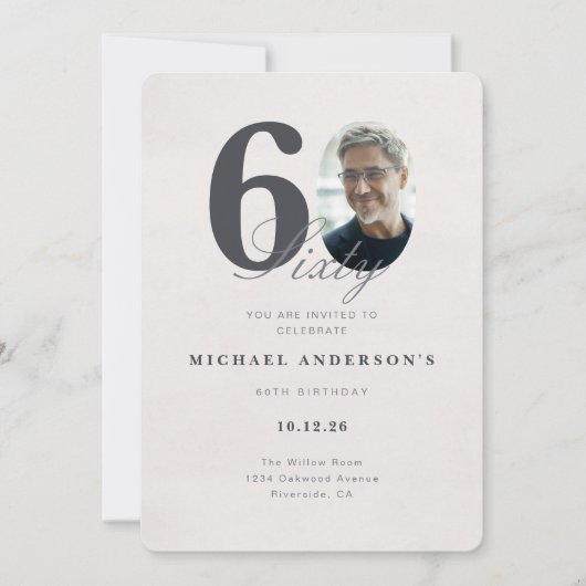 Minimalist 60th Year Birthday Invitation Einladung (Vorderseite)
