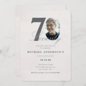 Minimalist 70th Year Birthday Invitation Einladung (Vorne/Hinten)