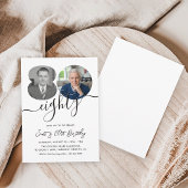 Minimalist 80th Birthday Party 2 Photo Einladung