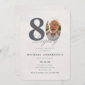 Minimalist 80th Year Birthday Invitation Einladung (Vorne/Hinten)