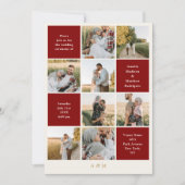Minimalist 9 Photo Ivory Burgundy Wedding  Einladung (Vorderseite)