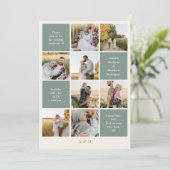 Minimalist 9 Photo Ivory Sage Green Wedding  Einladung (Stehend Vorderseite)