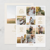 Minimalist 9 Photo Ivory White Wedding Invitation Einladung (Vorne/Hinten)