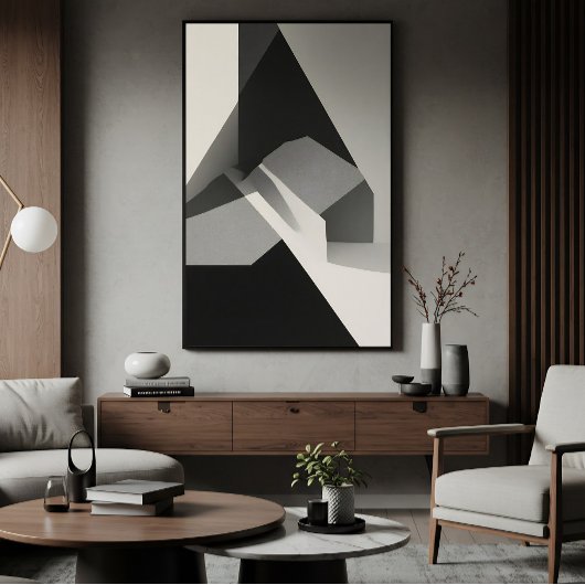 Minimalist Abstract Black White Gray Poster