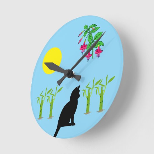 Minimalist Abstract Botanicals Cat Round Clock Runde Wanduhr (Winkel)