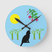 Minimalist Abstract Botanicals Cat Round Clock Runde Wanduhr (Vorderseite)