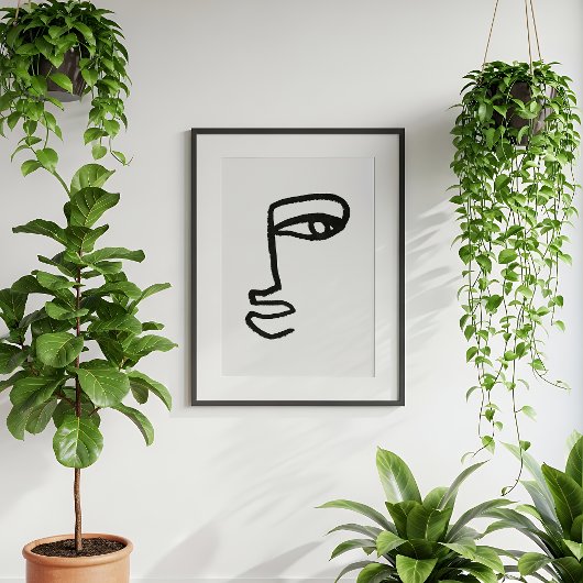 Minimalist Abstract Face Line Art Poster