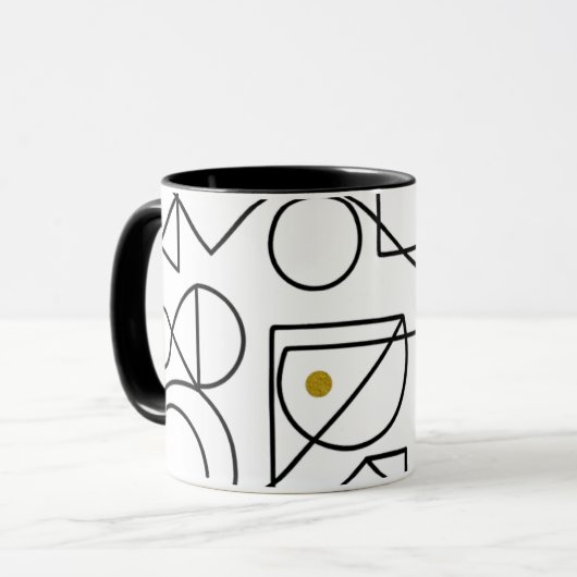 Minimalist Abstract Geometric Line Art Mug Tasse (Vorderseite Links)