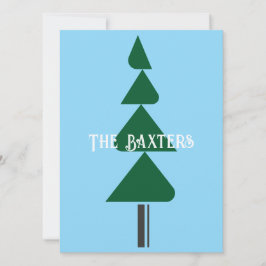 Minimalist Abstract Green Chic Christmas Tree Einladung