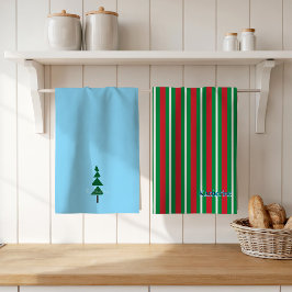 Minimalist Abstract Green Chic Christmas Tree Geschirrtuch