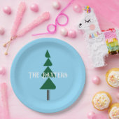 Minimalist Abstract Green Chic Christmas Tree Pappteller (Party)