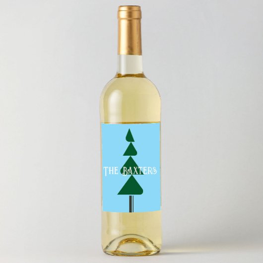 Minimalist Abstract Green Chic Christmas Tree Weinetikett