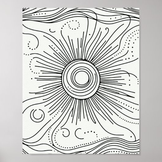 Minimalist Abstract Sun Art Poster (Vorne)