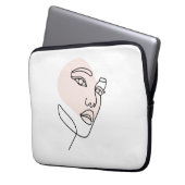 Minimalist Abstract Woman Face Line Art Drawing 2 Laptopschutzhülle (Vorderseite Links)