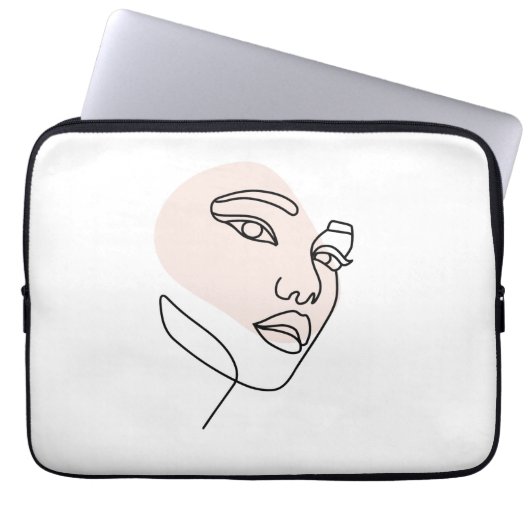 Minimalist Abstract Woman Face Line Art Drawing 2 Laptopschutzhülle (Vorderseite)
