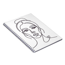 Minimalist Abstract Woman Face Line Art Notebook Notizblock