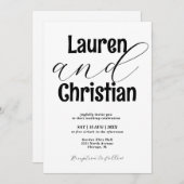 Minimalist Accented Names Wedding Einladung (Vorne/Hinten)