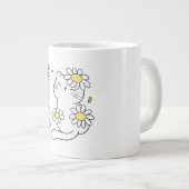 Minimalist Aesthetic Hello Spring Cat & Daisy Jumbo-Tasse (Vorderseite Rechts)