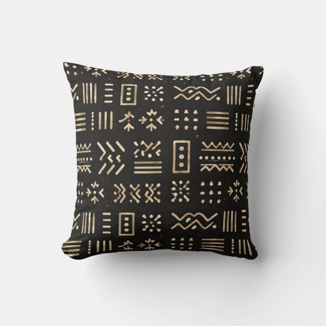 Minimalist African Mudcloth Pattern Pillow  Kissen (Vorderseite)