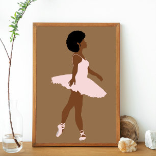 Minimalist Afro Schwarze Ballerina modern illustri Poster