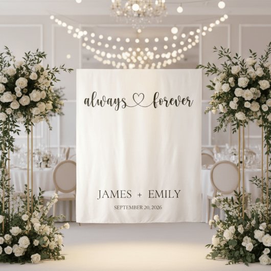 Minimalist Always & Forever Wedding Backdrop Wandteppich