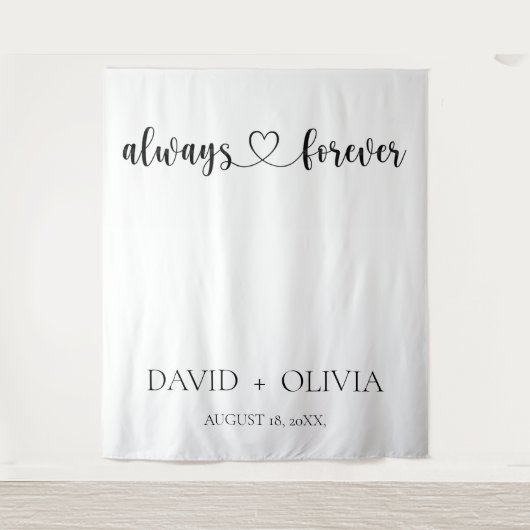 Minimalist Always & Forever Wedding Backdrop Wandteppich (Vorderseite)