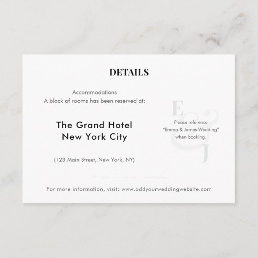 Minimalist Ampersand Wedding | Hotel | QR Code Begleitkarte (Vorderseite)