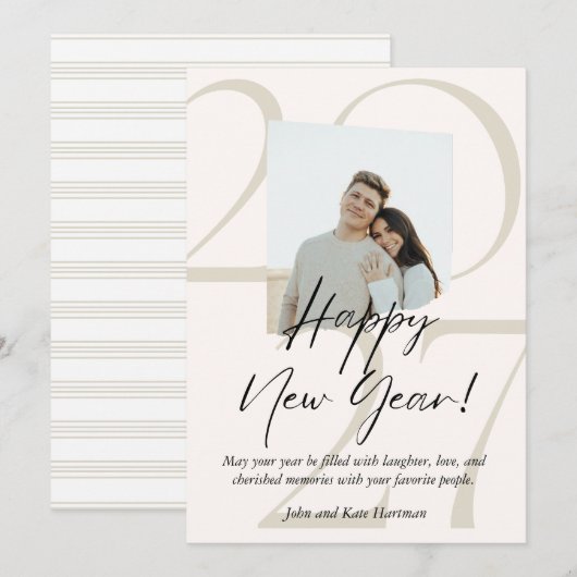 Minimalist and Aesthetic Happy New Year Photo  (Vorne/Hinten)