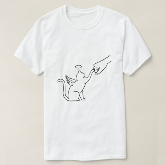 Minimalist Angel Cat & Human Fist Bump T-Shirt (Design vorne)