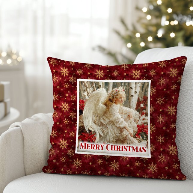 Minimalist Angel Red Gold Personalized Best Xmas Kissen (Minimalist Angel Red Gold Personalized Best Christmas Pillow

)