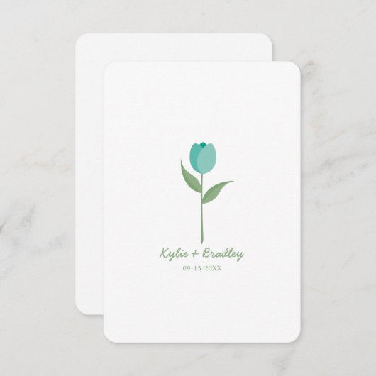 Minimalist Aquamarine Tulip Einladung (Vorne/Hinten)