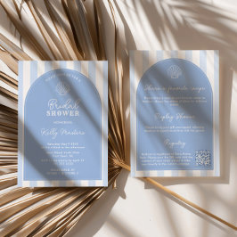 Minimalist Arch Blue & White Beachy Bridal Shower Einladung