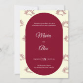 Minimalist Arch Burgundy Boho Sun Wedding Einladung (Vorderseite)