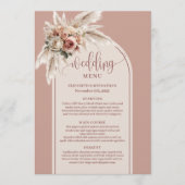 Minimalist Arch Powder Pink Pampas Floral Wedding  Menükarte (Vorderseite)