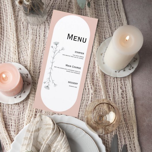 Minimalist Arch Wedding Menu Card Menükarte