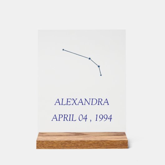 Minimalist Aries Constellation Acrylic Sign - Pers Acrylschild (Vorderseite)