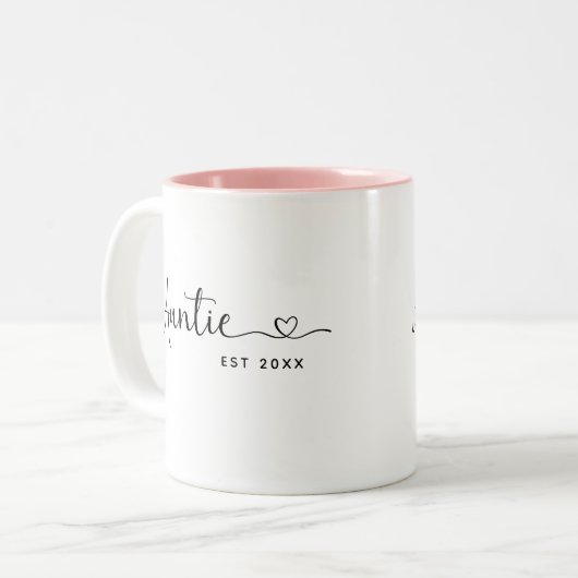 Minimalist Auntie Established Elegant Script  Zweifarbige Tasse (Vorderseite Links)