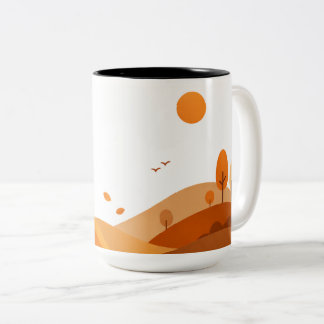 Minimalist Autumn Landscape Coffee Mug Zweifarbige Tasse