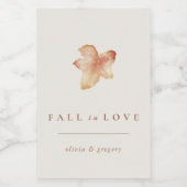 Minimalist Autumn Leaf "Fall in Love" Personalized Weinetikett (Einzelnes Label)