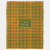 Minimalist Autumn Tartan Blanket Elegant Monogram Fleecedecke (Vorderseite)