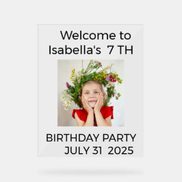 Minimalist Baby Birthday Invitation with Photo Acrylschild