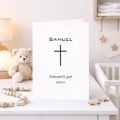 Minimalist Baby Dedication Black Cross Karte