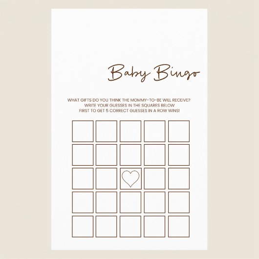 Minimalist Baby Gift Bingo Game Flyer