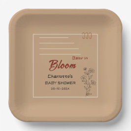 Minimalist Baby In Bloom Wildflower Baby Shower Pappteller