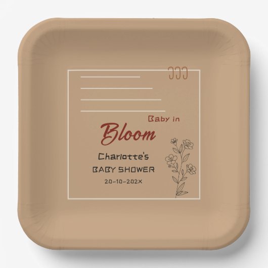 Minimalist Baby In Bloom Wildflower Baby Shower Pappteller (Vorderseite)