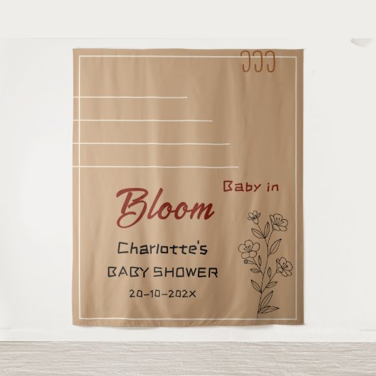 Minimalist Baby In Bloom Wildflower Baby Shower Wandteppich (Vorderseite)
