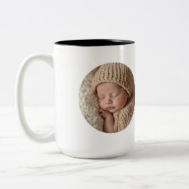 Minimalist Baby Photo with Text | Custom Gift Zweifarbige Tasse